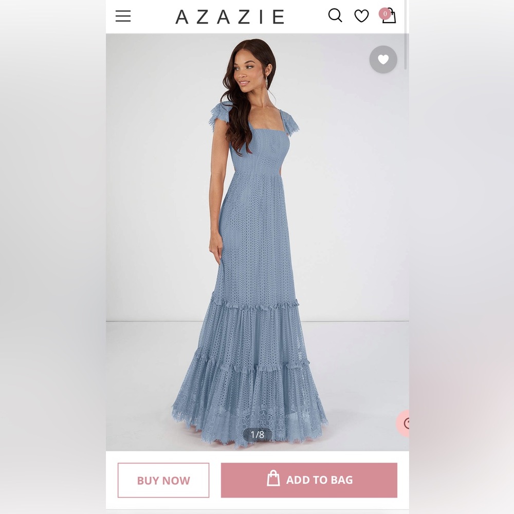 Azazie Bora Bora dress in size 10 dusty blue. Worn once. No alterations.